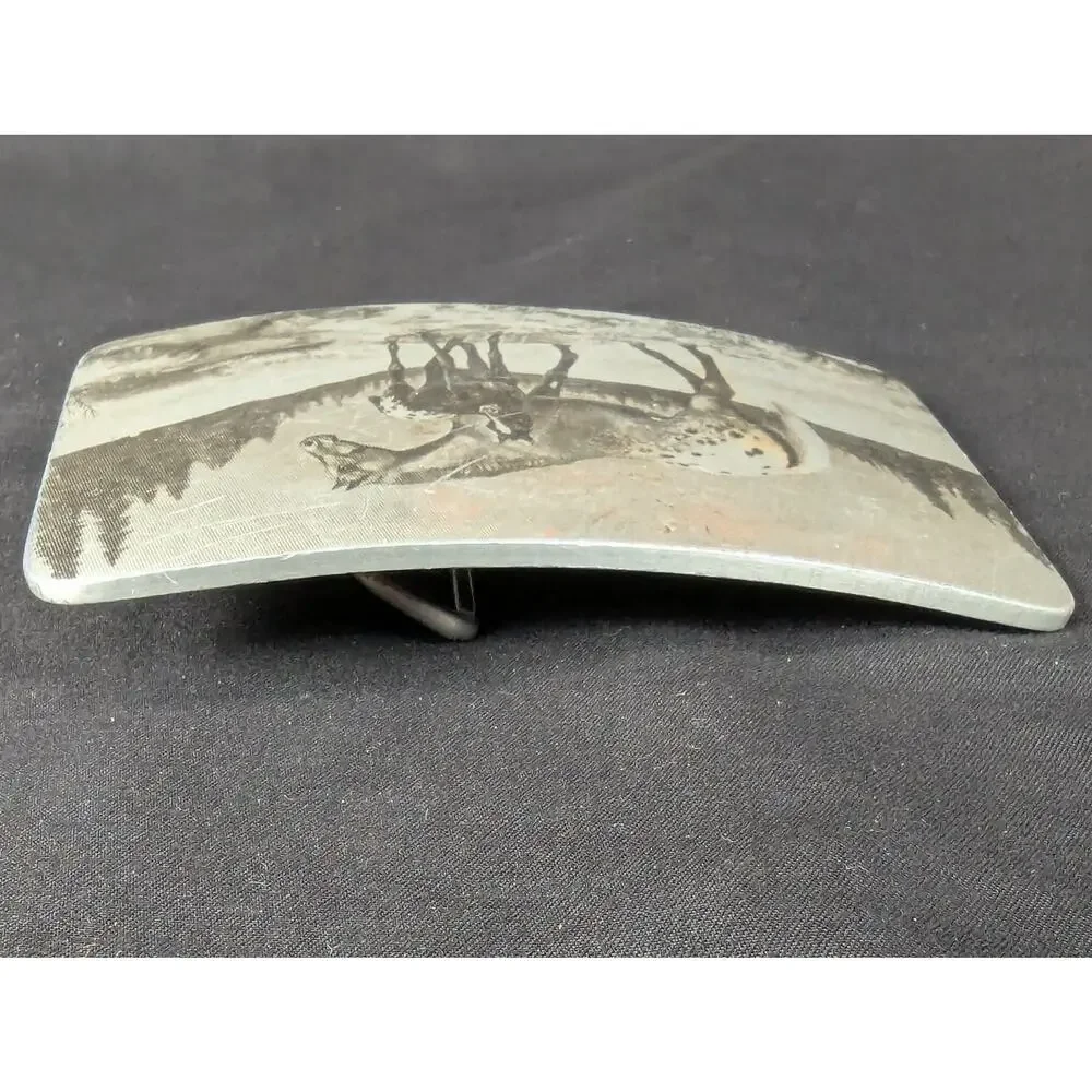 Vintage Perma-Tech Belt Buckle Appaloosa Mare and Foal Etched Aluminum 3.5 Inch
